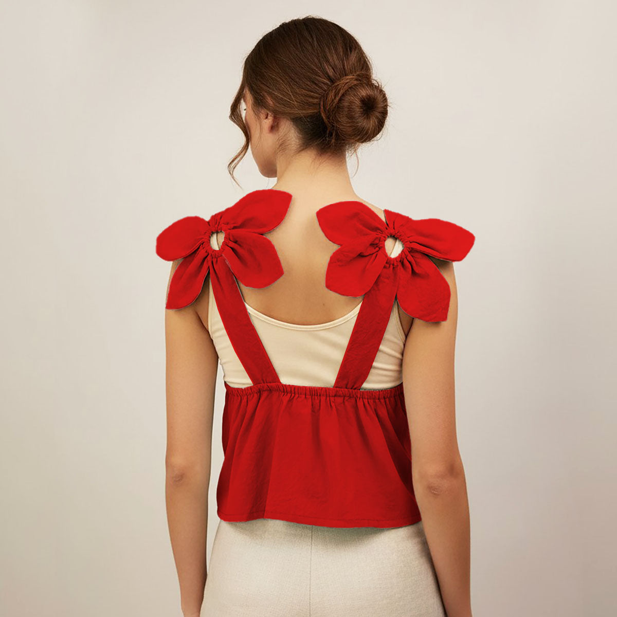 Floral Back Accent Girly Tops Twin Set