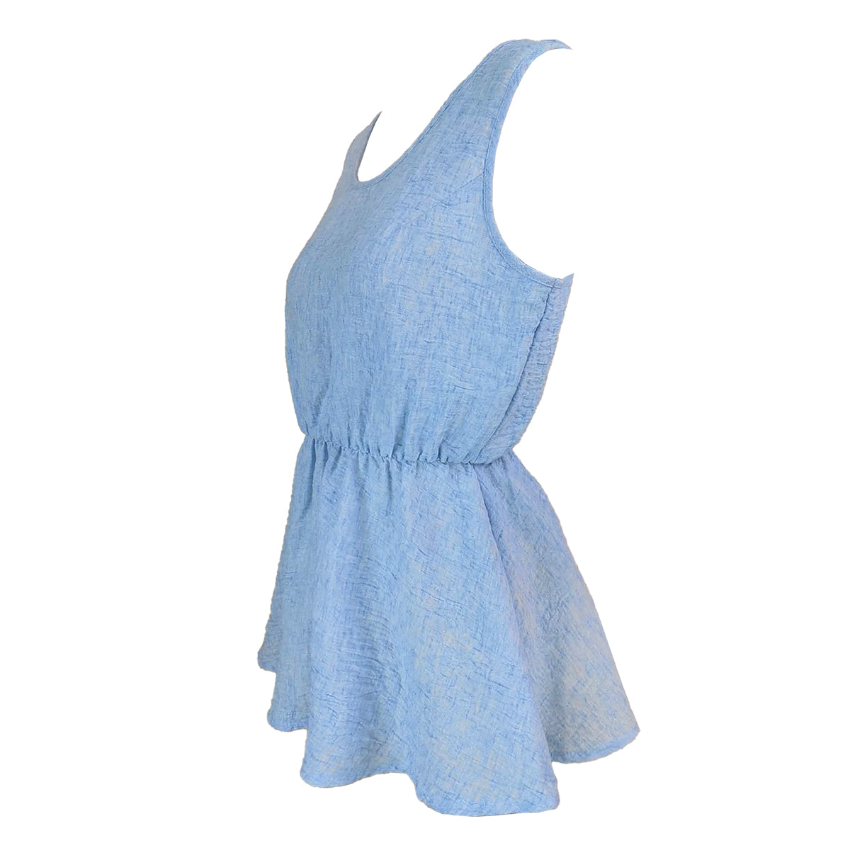 Olivia Peplum Pull-Over Textured Chambray