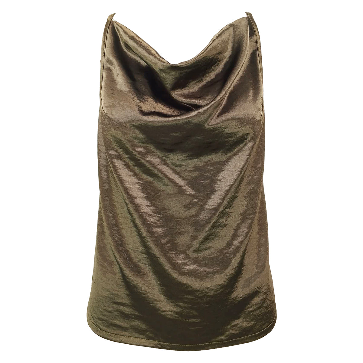 Luxe Satin Sleeves Cowl Neck Blouse