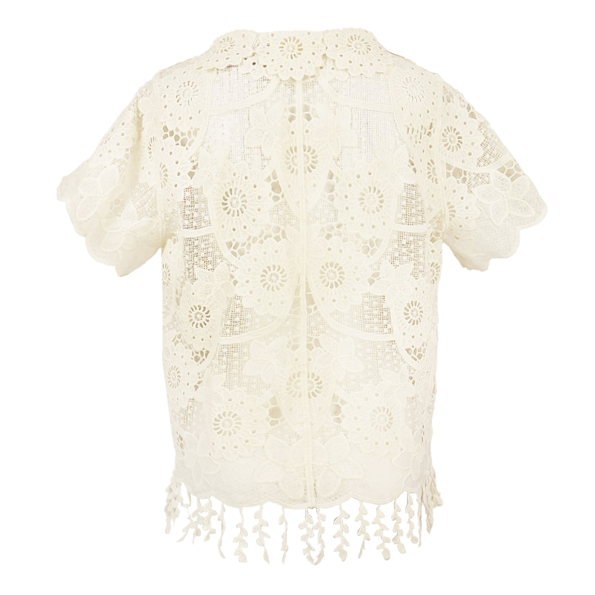 Lace Love Layer Collared Shirt with Leaves Tassel