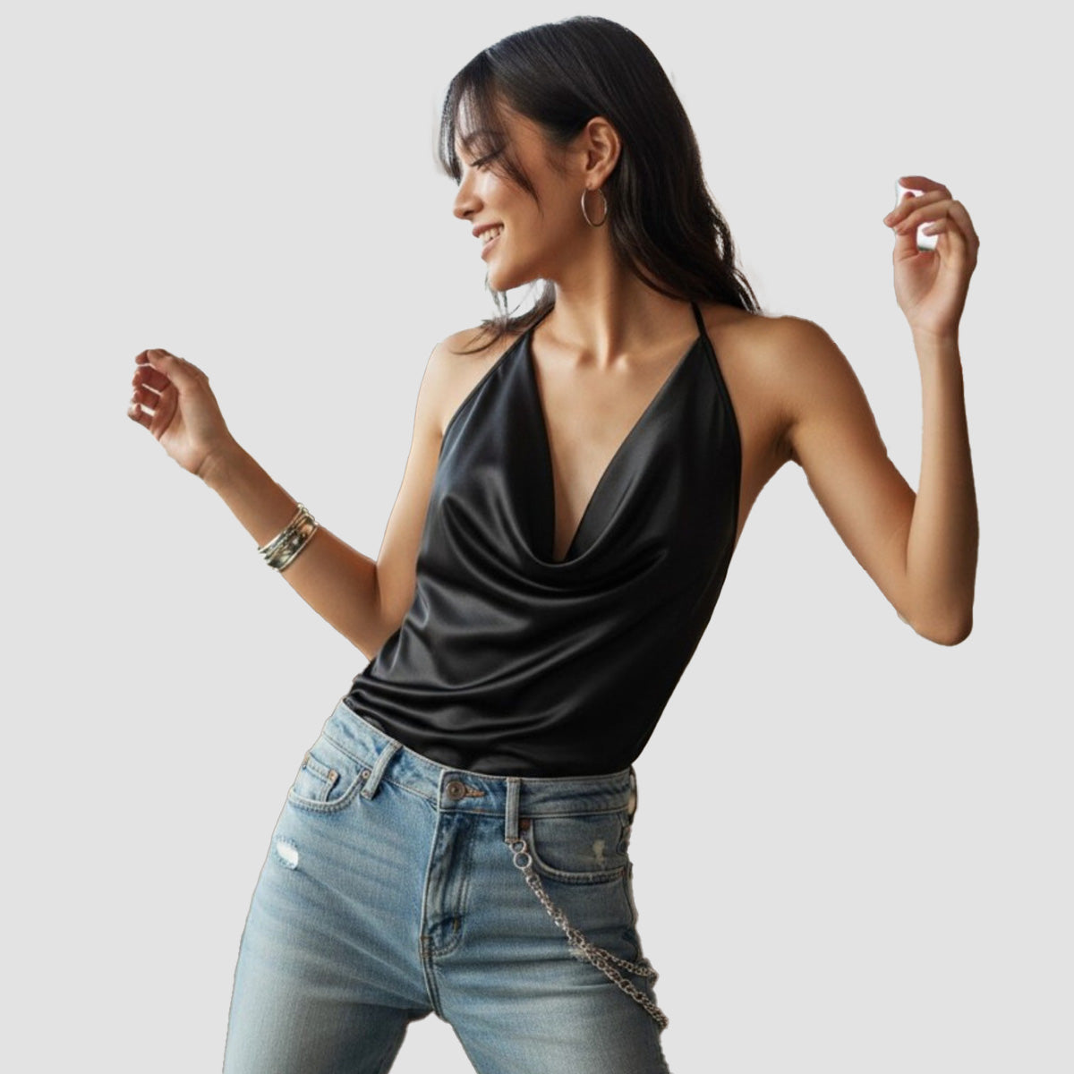 Liquid Satin Backless Top