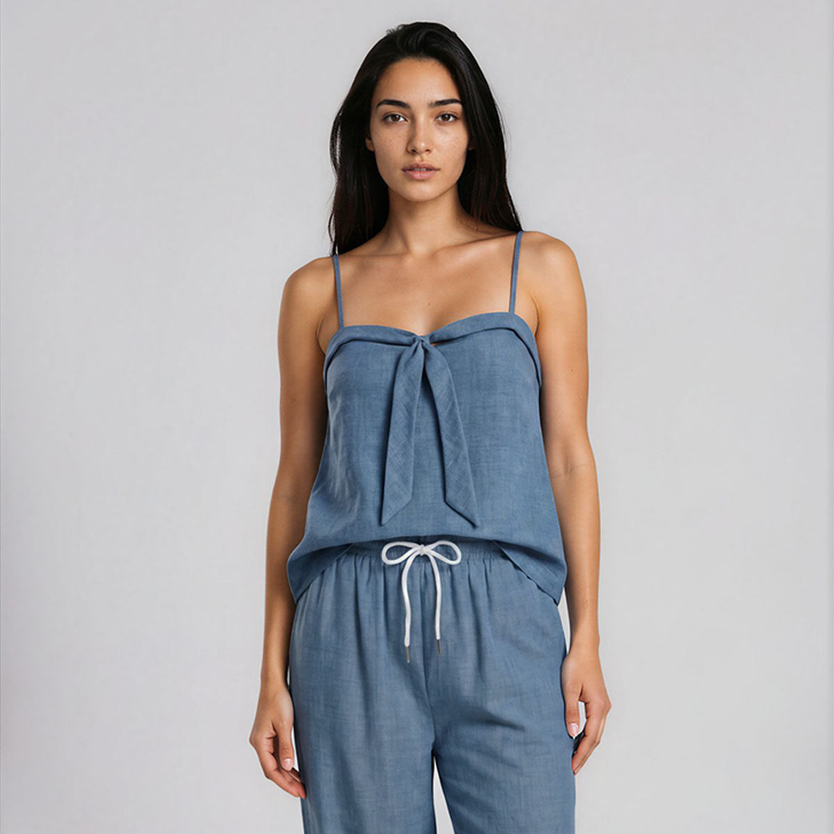 Serena Bow Spaghetti Flowy Top