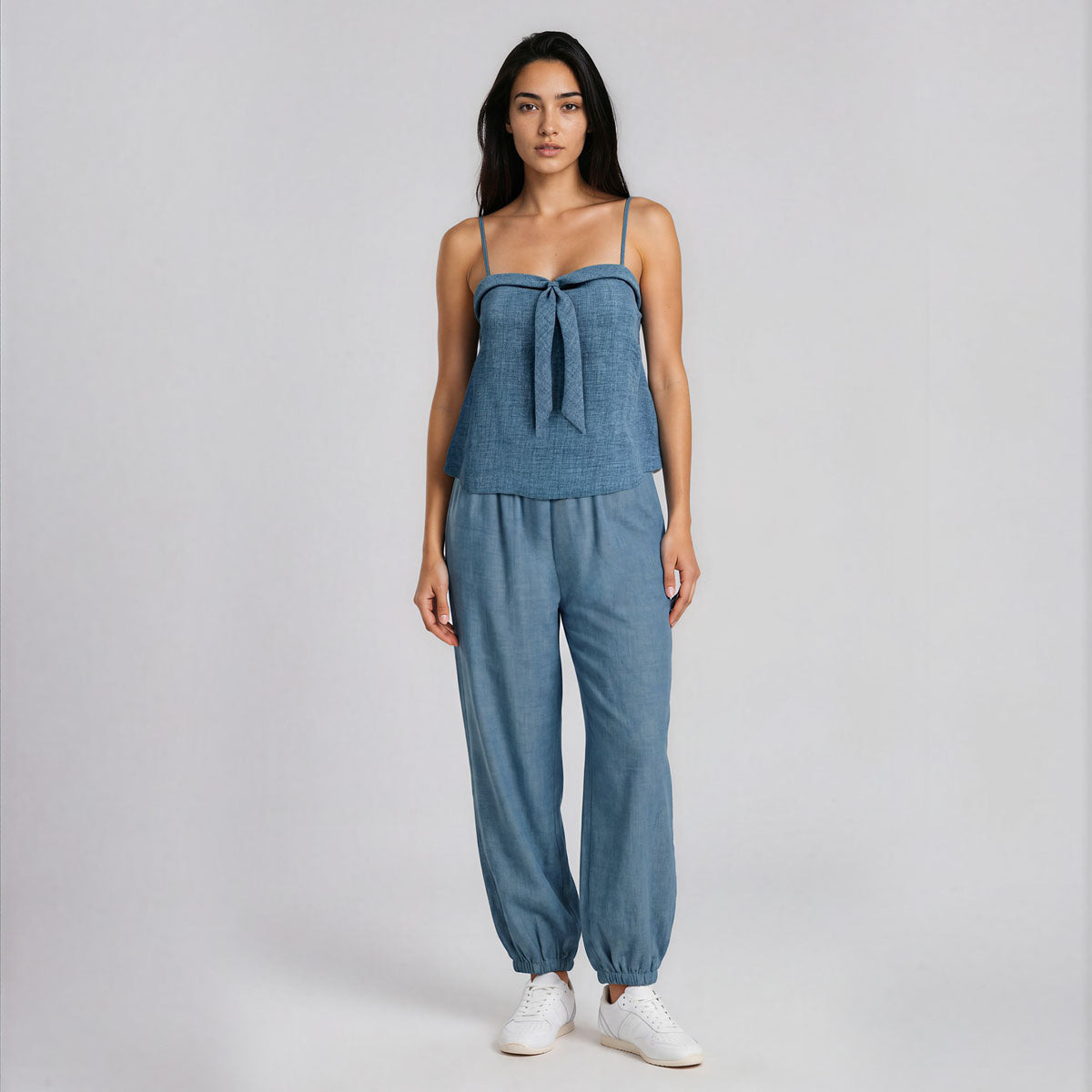 Serena Bow Spaghetti Flowy Top