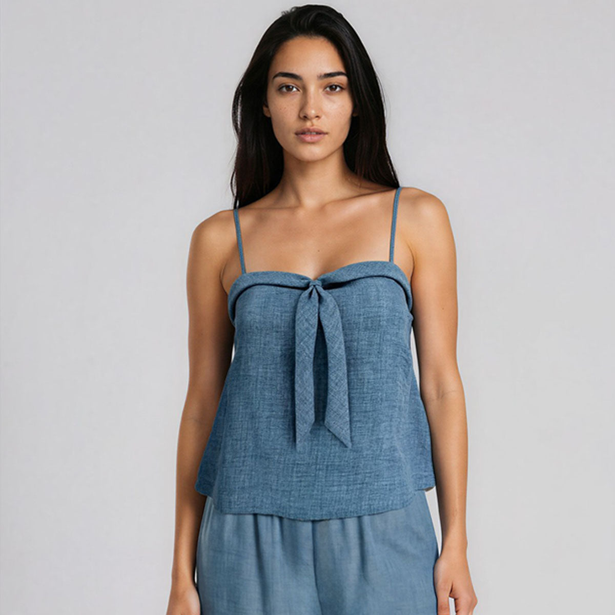 Serena Bow Spaghetti Flowy Top