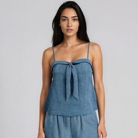 Serena Bow Spaghetti Flowy Top