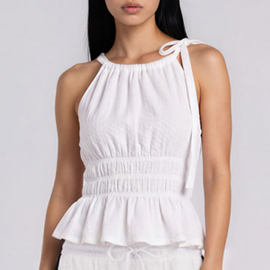 Jacquard Knit High Waisted Halter Top
