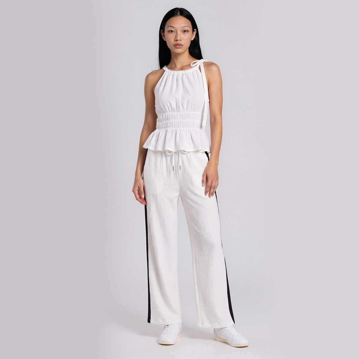 Jacquard Knit High Waisted Halter Top
