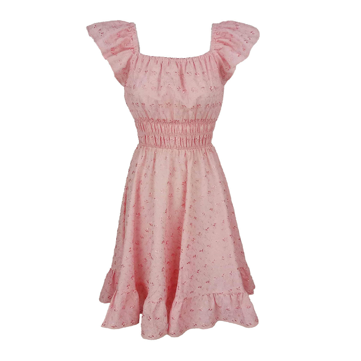 Satin Embroidery Butterfly Short Dress