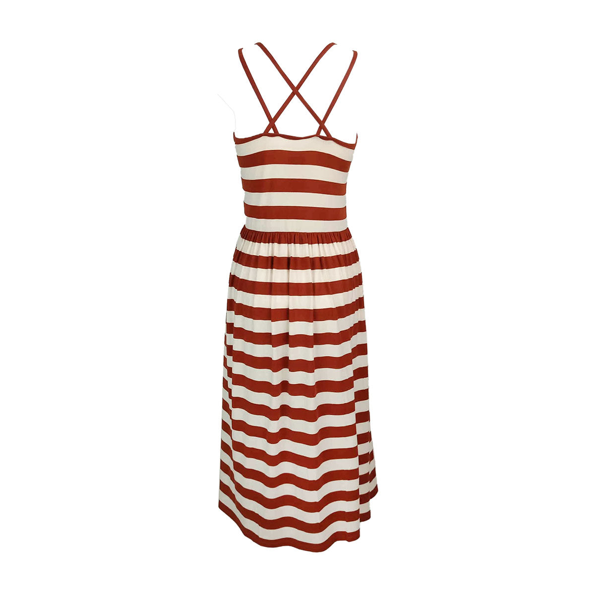 Ultimate Spaghetti Double Strap Nautical Stripes Dress with Rope Bead