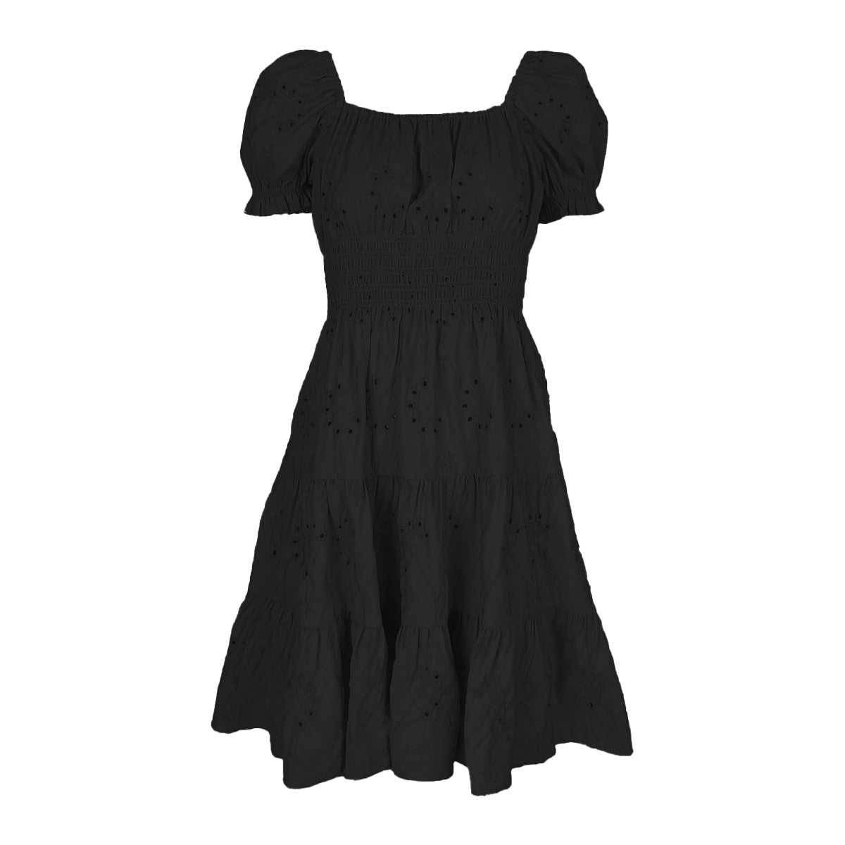 Cotton Eyelet Deep Square Neck Knee Length Dress