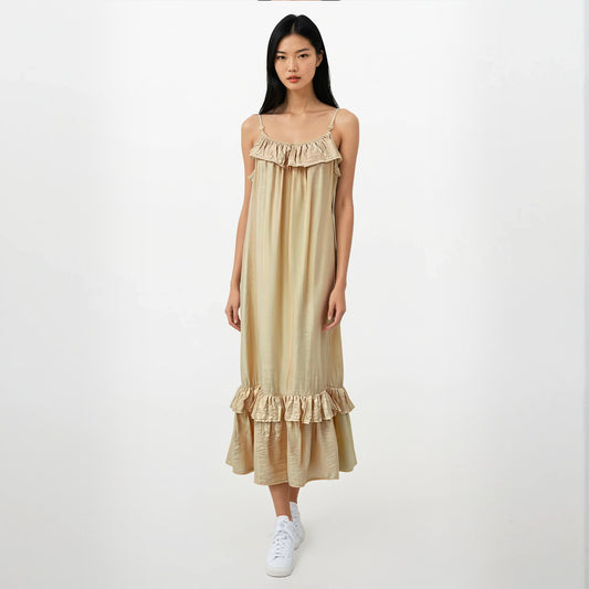 Day to Night Linen Ultra Easy Maxi Dress with Ruffles