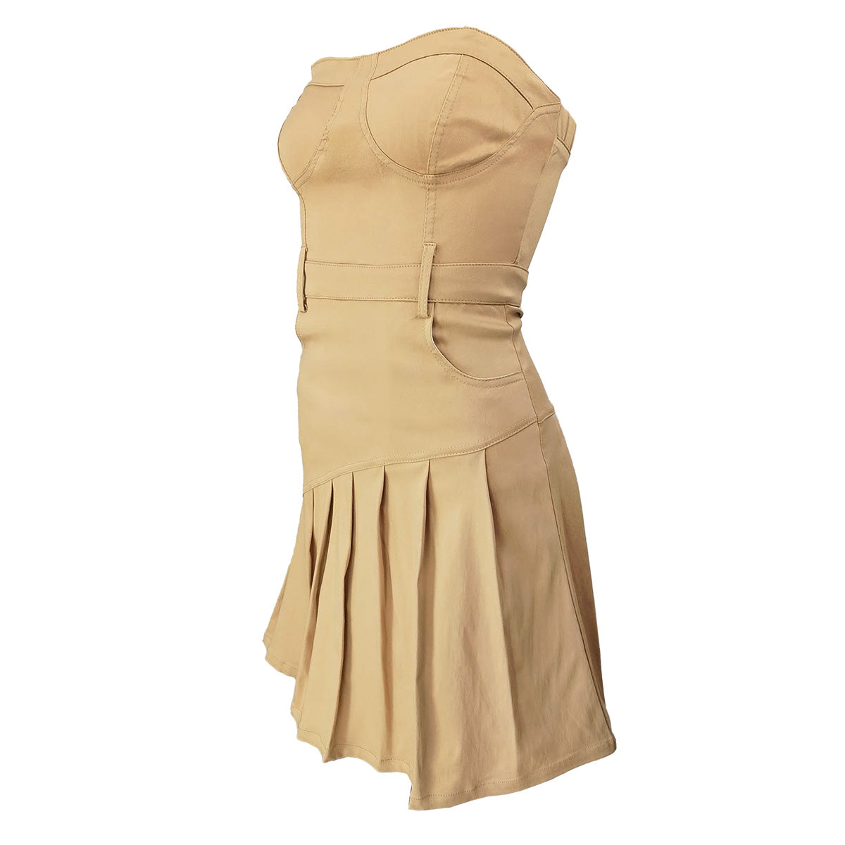 Cher Ultra Stretch Plain Corset Dress with Asymmetrical Yoke