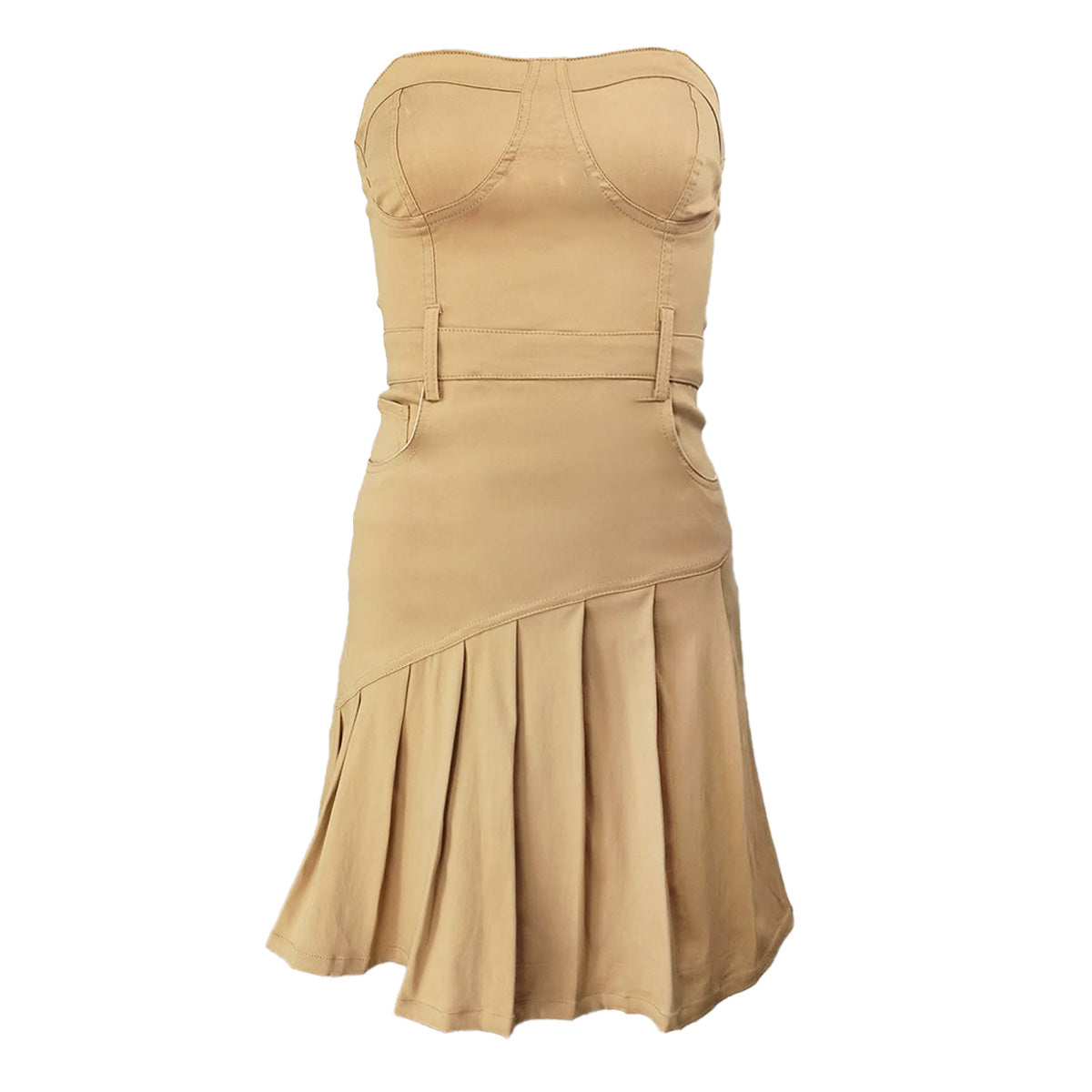 Cher Ultra Stretch Plain Corset Dress with Asymmetrical Yoke