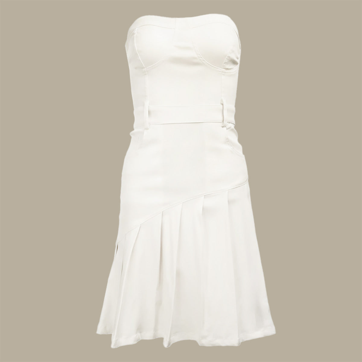 Cher Ultra Stretch Plain Corset Dress with Asymmetrical Yoke