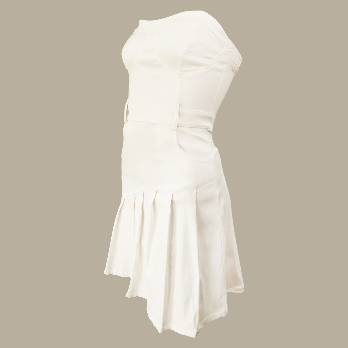 Cher Ultra Stretch Plain Corset Dress with Asymmetrical Yoke