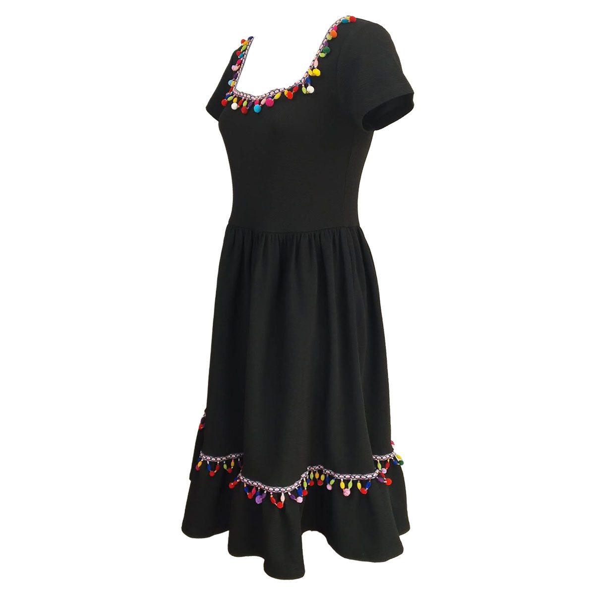 Esmeralda Square Neck with Trims Midi Dress
