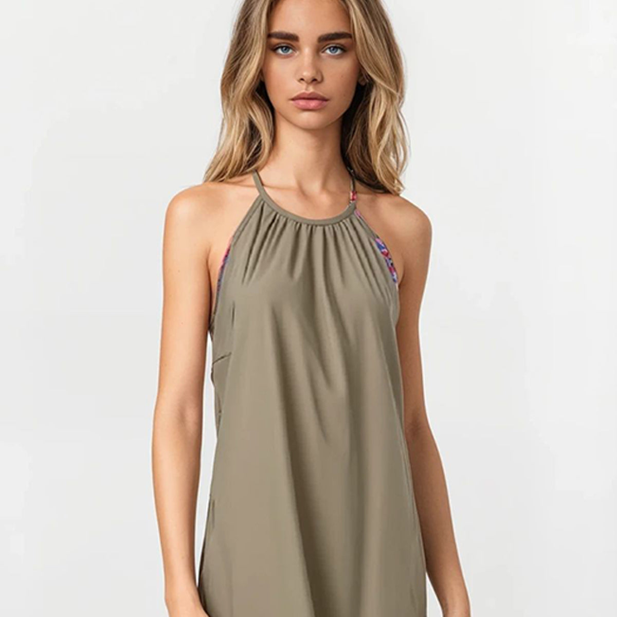 English Garden Embroidery Halter Dress