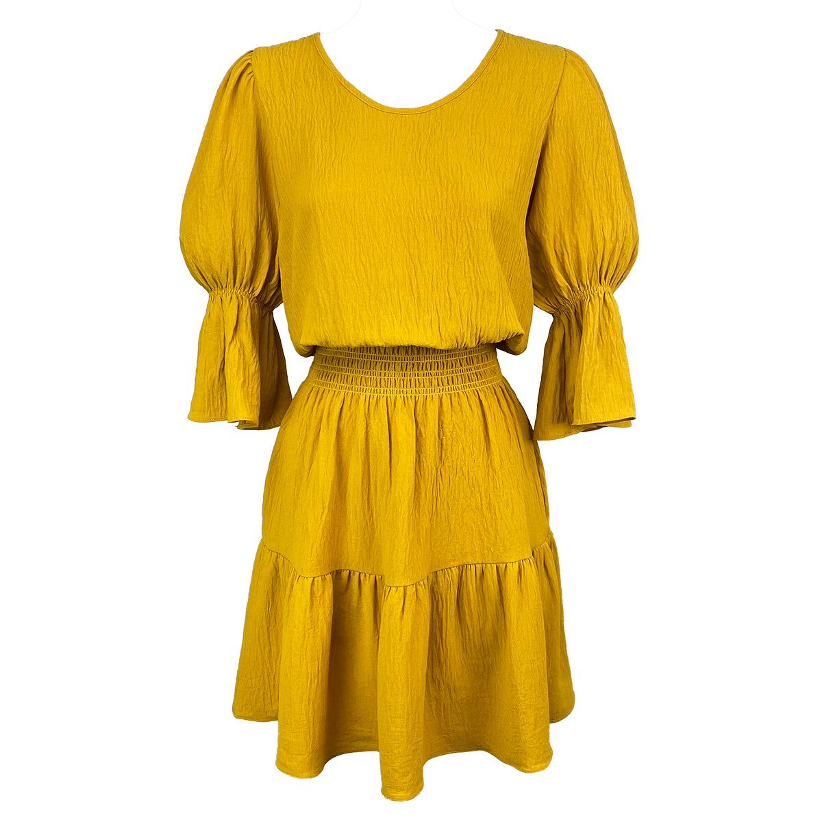 Puff Sleeves Knee Length Dress