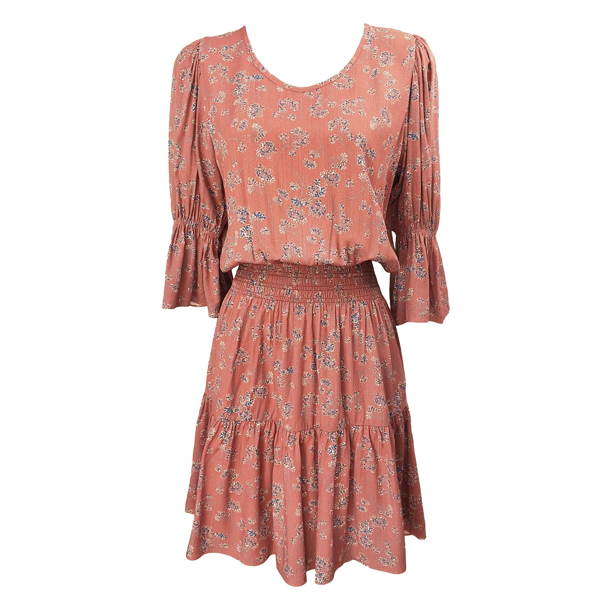 Puffy Middle Sleeves Knee Length Dress