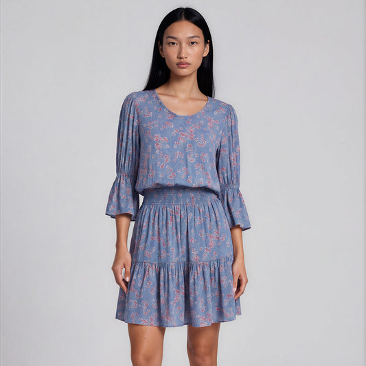 Puffy Middle Sleeves Knee Length Dress
