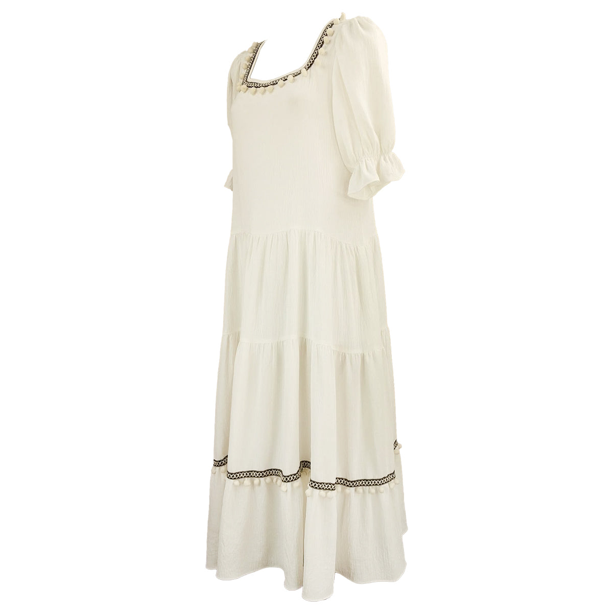 Esmeralda Easy Dress with Pompom Trims