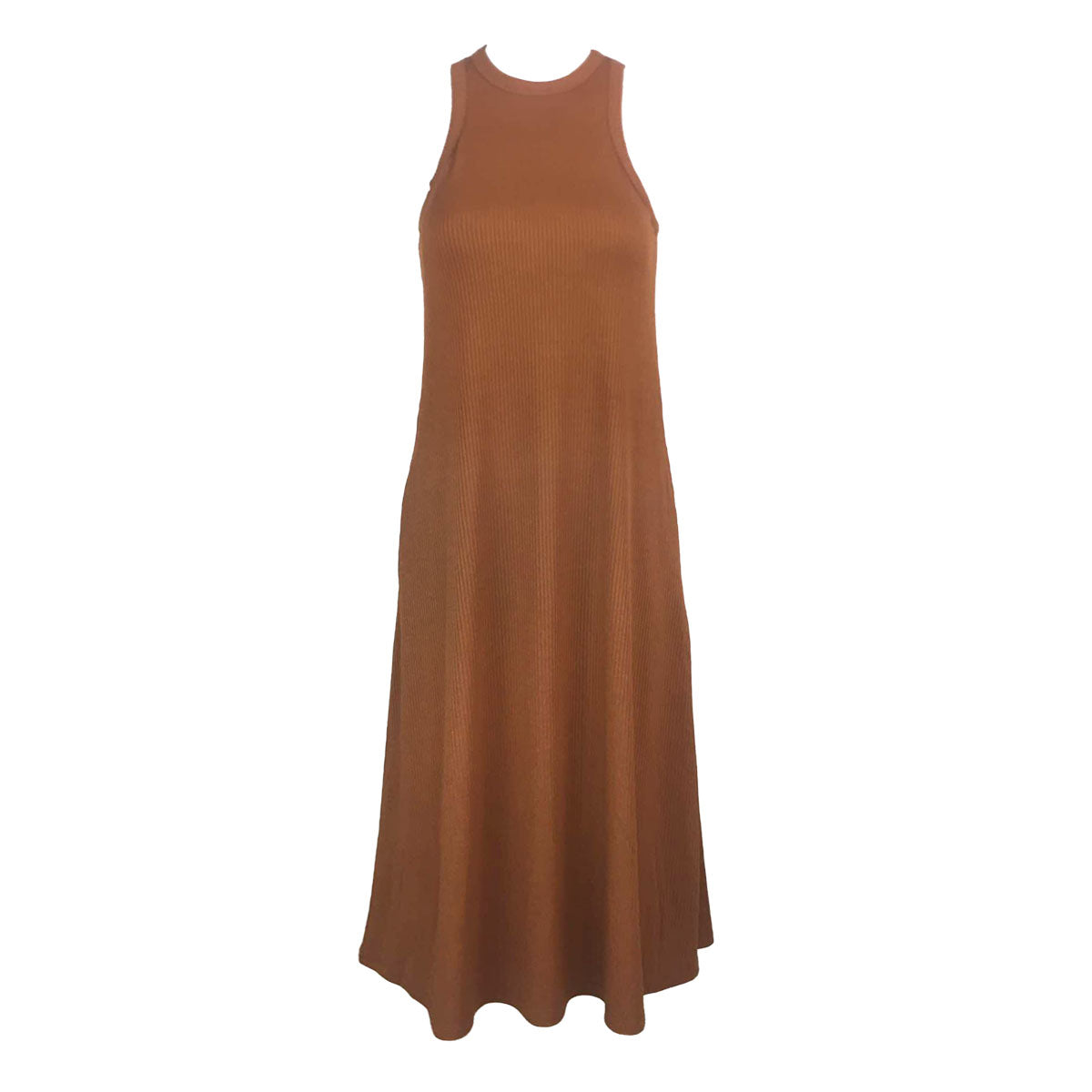 Hillary Halter Sleeveless Midi Dress with Bust Pads
