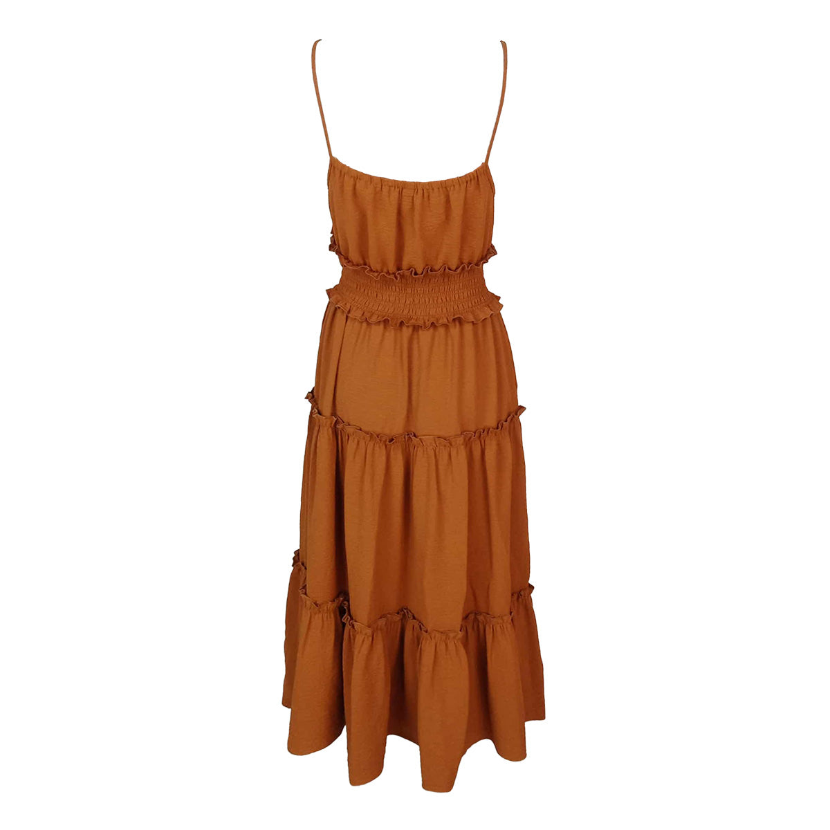 Tiered Stylish Plain Spaghetti Maxi Dress