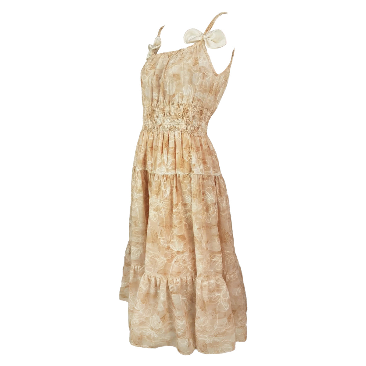 Watercolor Print Sofia with Bow Maxi Dress