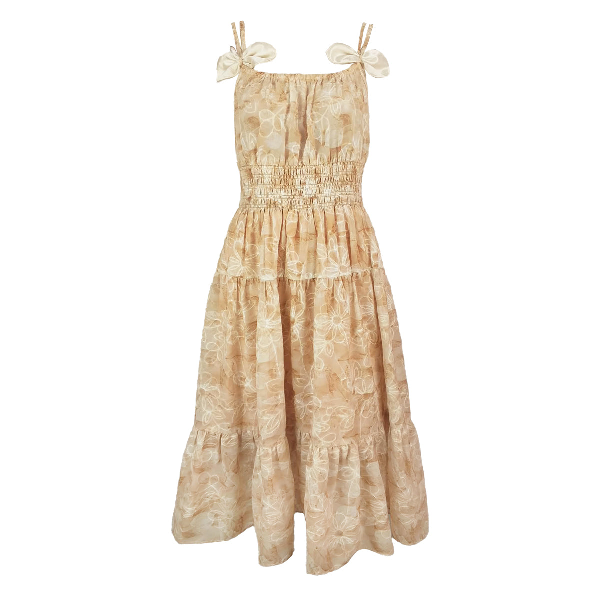 Watercolor Print Sofia with Bow Maxi Dress