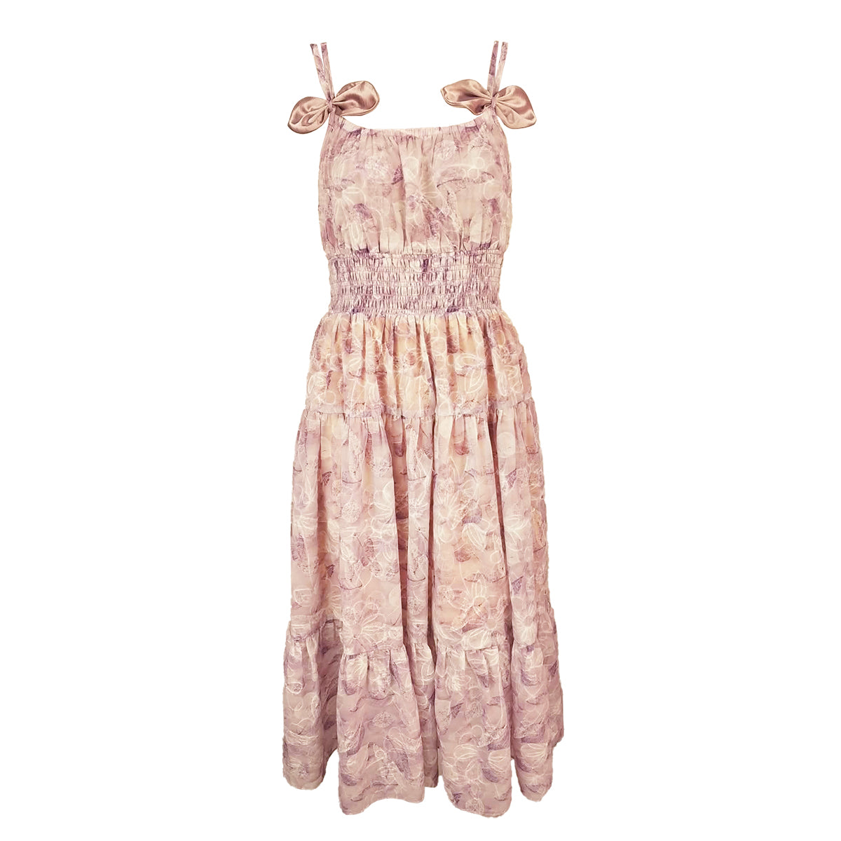 Watercolor Print Sofia with Bow Maxi Dress