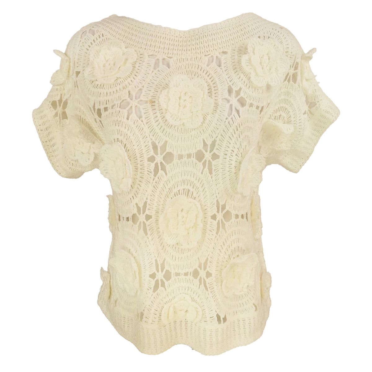 Luxe Crochet Floating Flowers Waisted Blouse