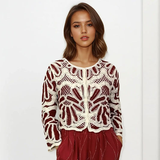 Coachella Elegant Scallop Crochet Cardigan