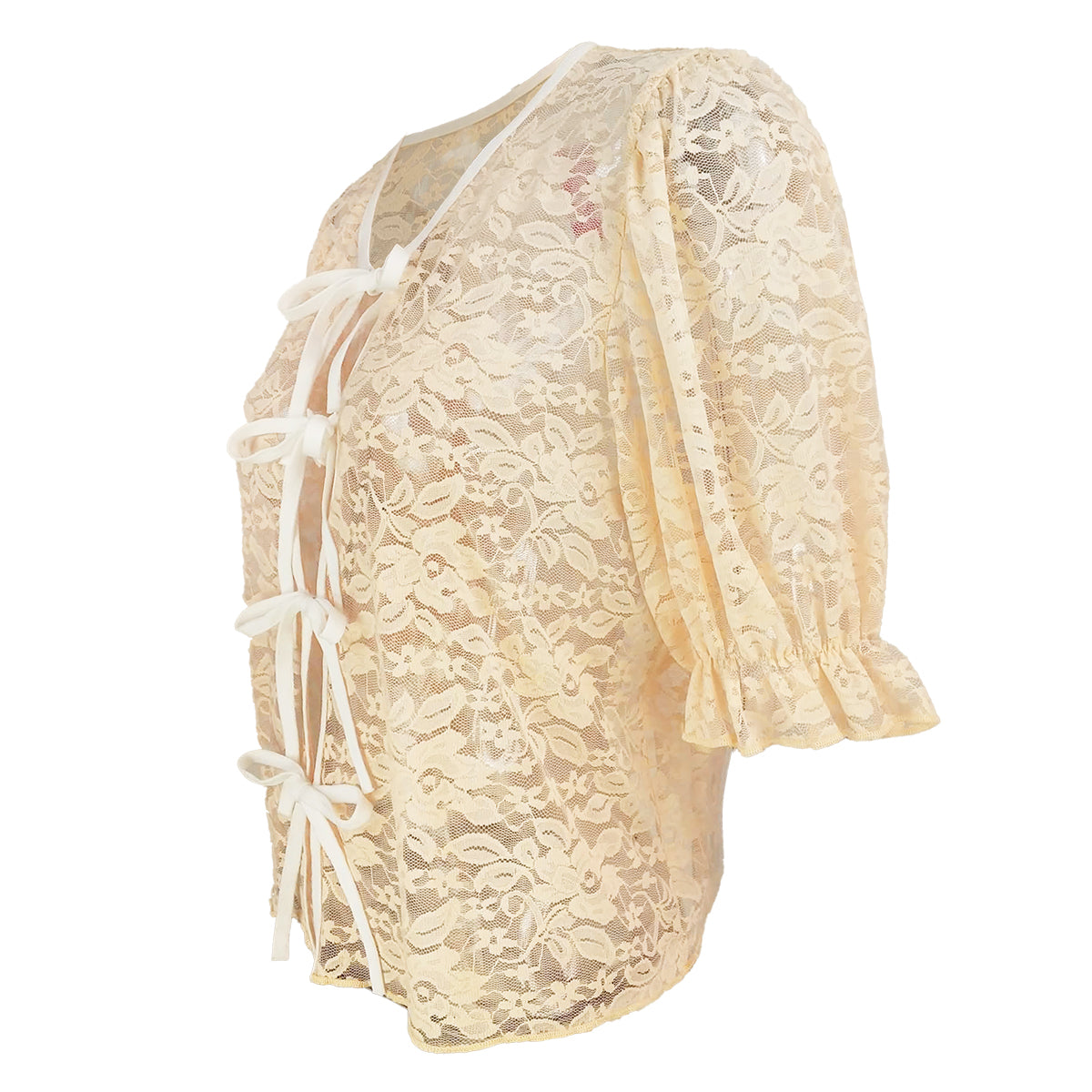 Lacy Tie Ribbon Cardigan