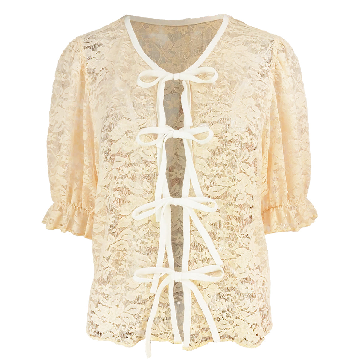 Lacy Tie Ribbon Cardigan
