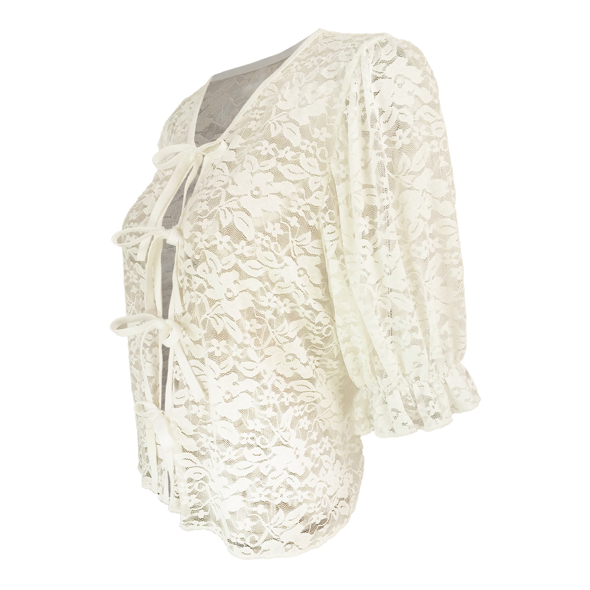Lacy Tie Ribbon Cardigan