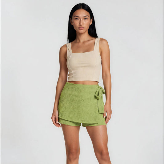 Herringbone Puff Skort