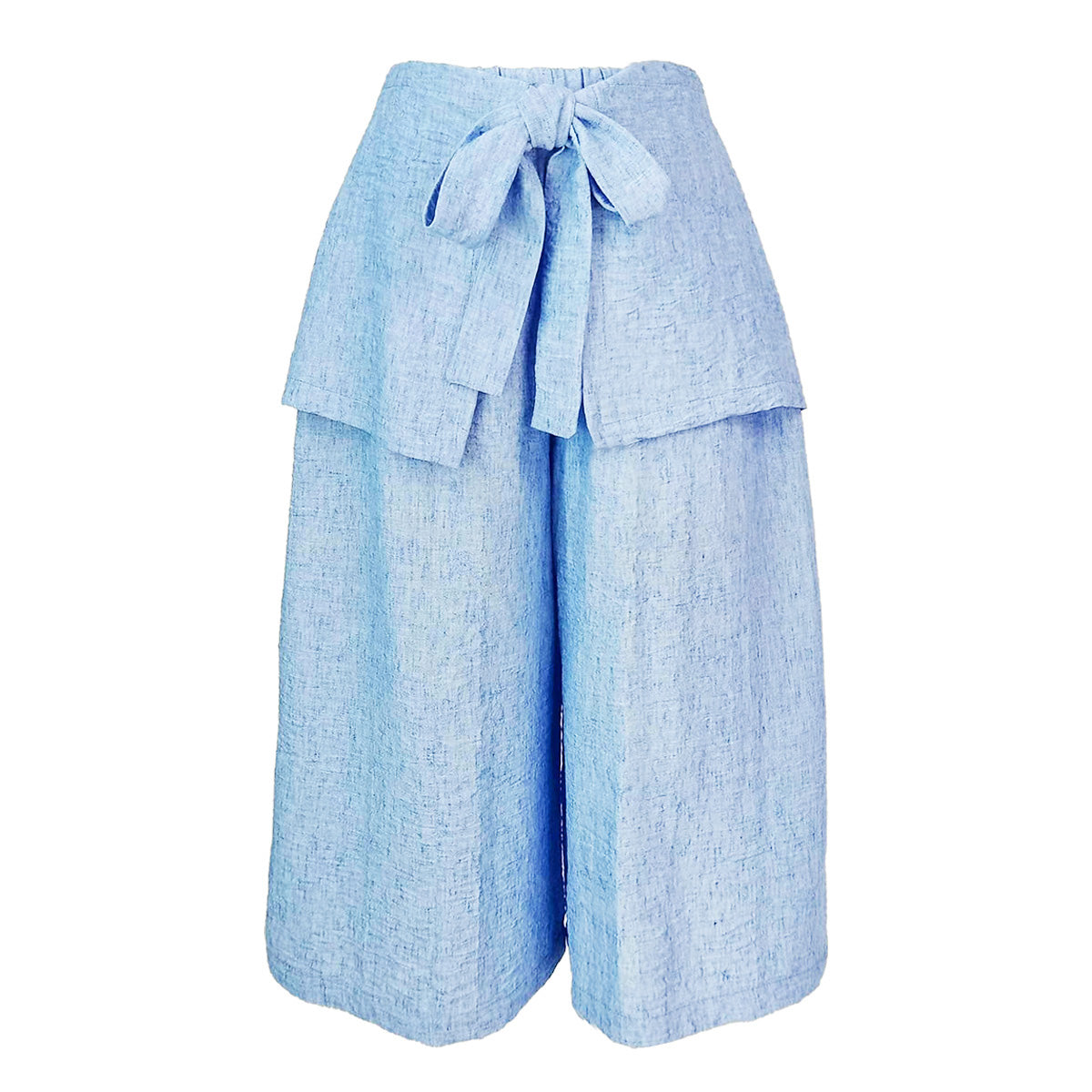 Textured Chambray Cropped Pants