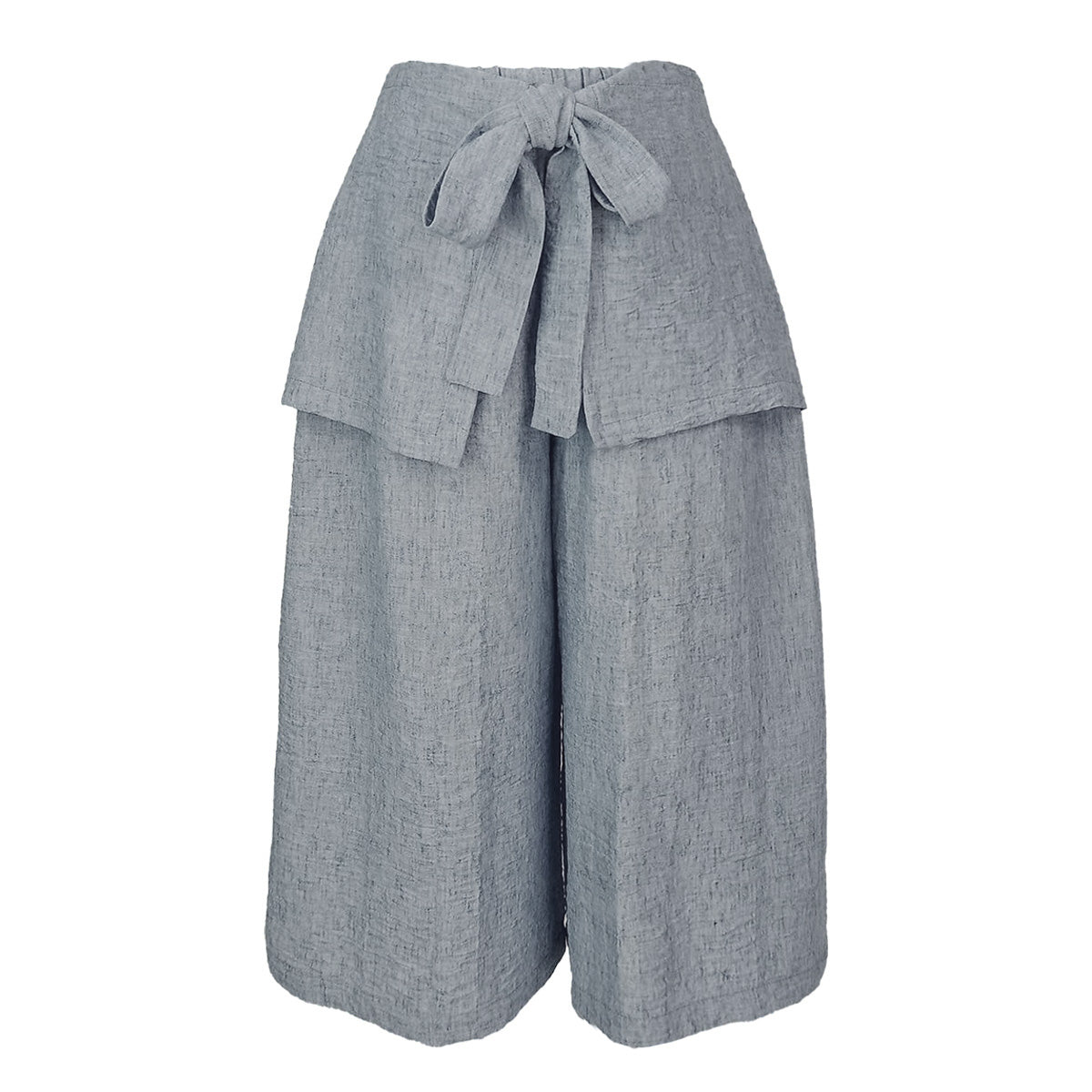 Textured Chambray Cropped Pants