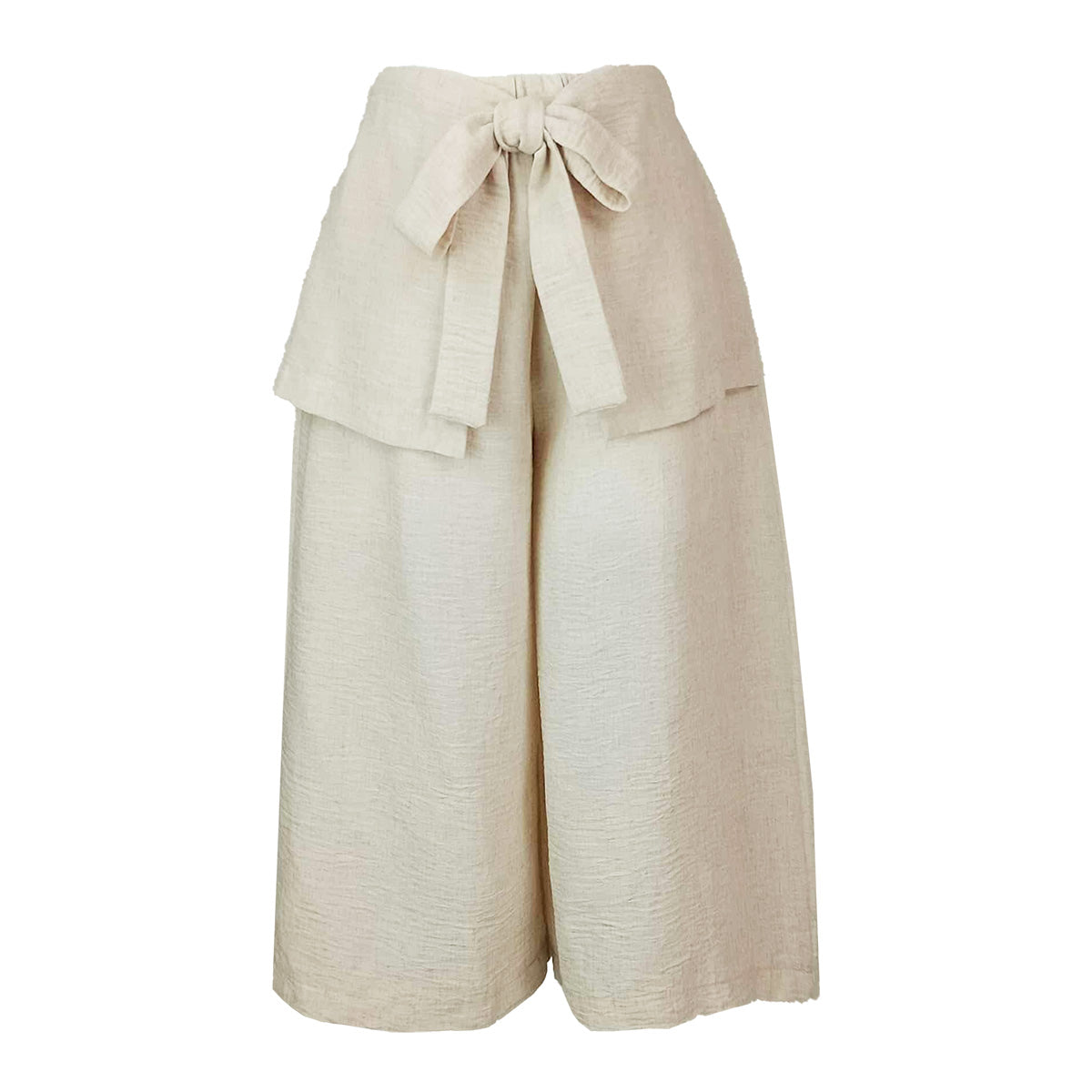 Textured Chambray Cropped Pants