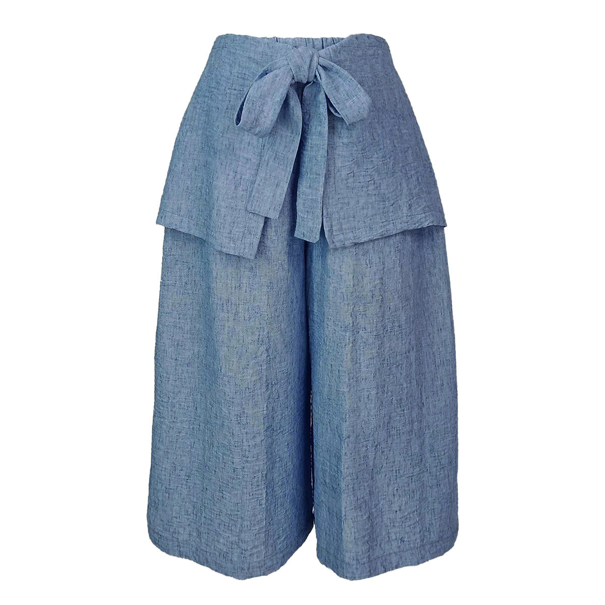 Textured Chambray Cropped Pants