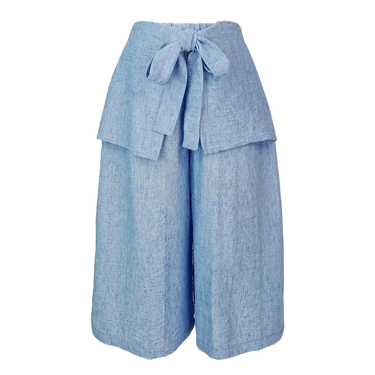 Textured Chambray Cropped Pants