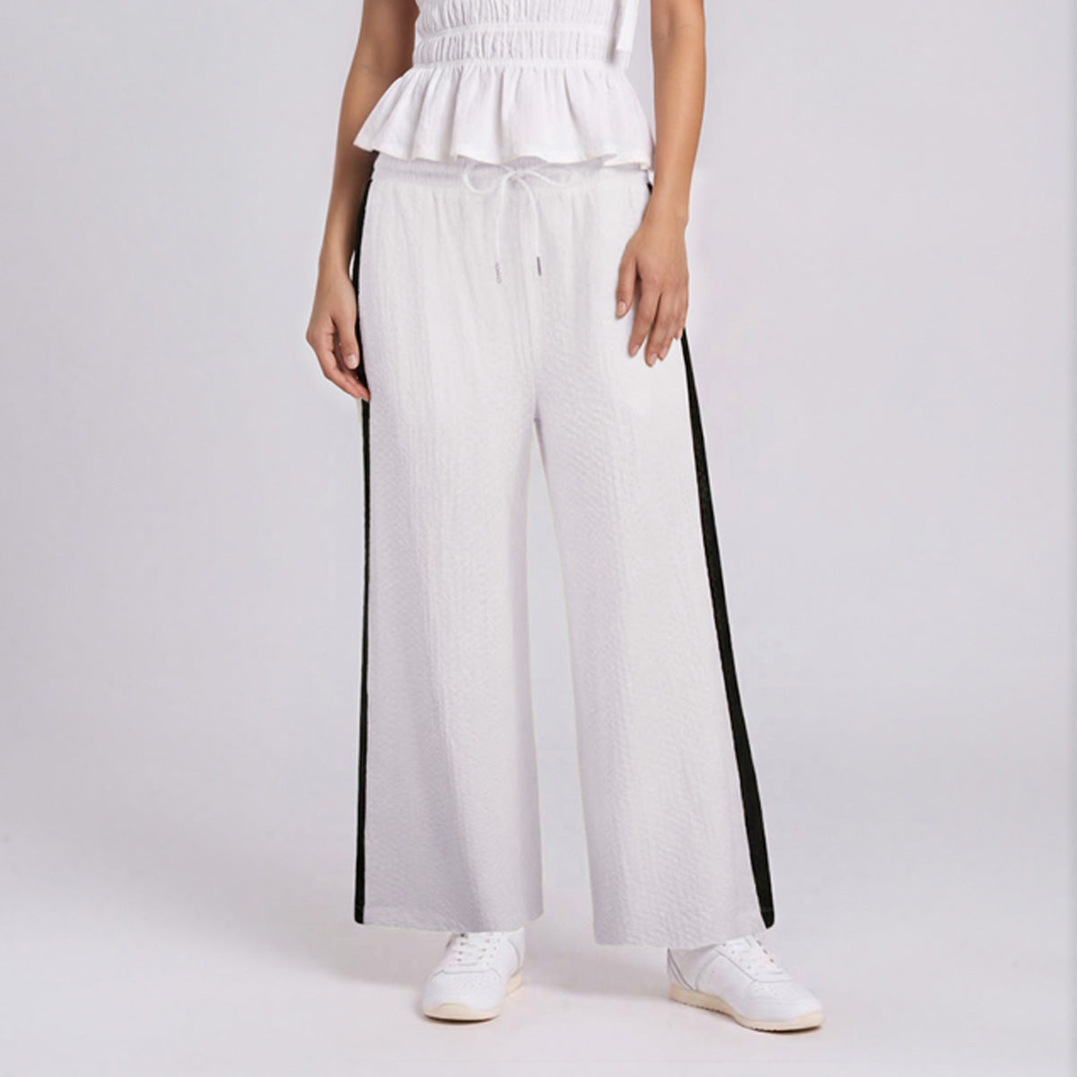 Jacquard Knit Straight Leg with Side Stripes Pants