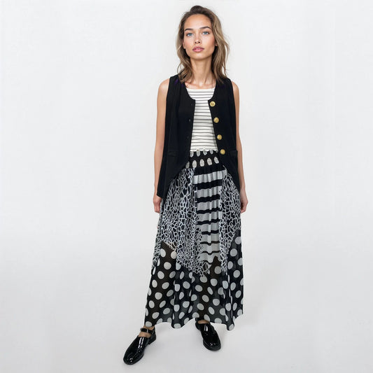 Frill Black and White Maxi Skirt