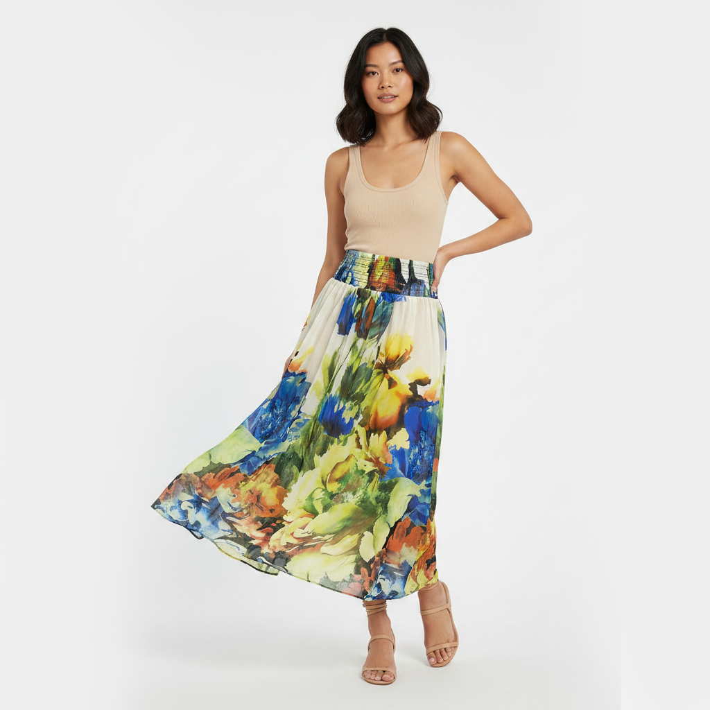 Frill Black and White Maxi Skirt