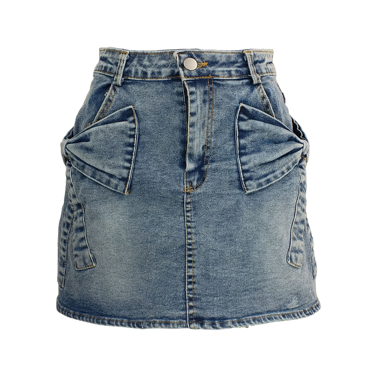 Bow Ultra Stretch Denim Skirt