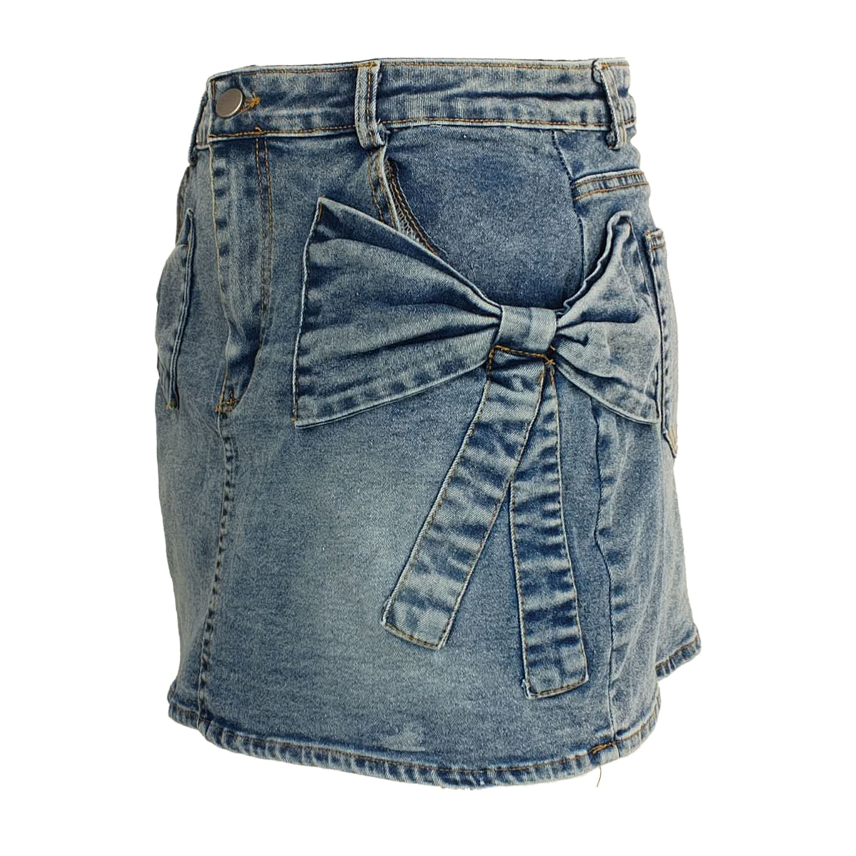 Bow Ultra Stretch Denim Skirt