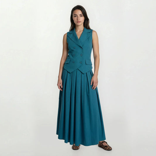 Girl Boss Double Overlap Vest and Skirt Set