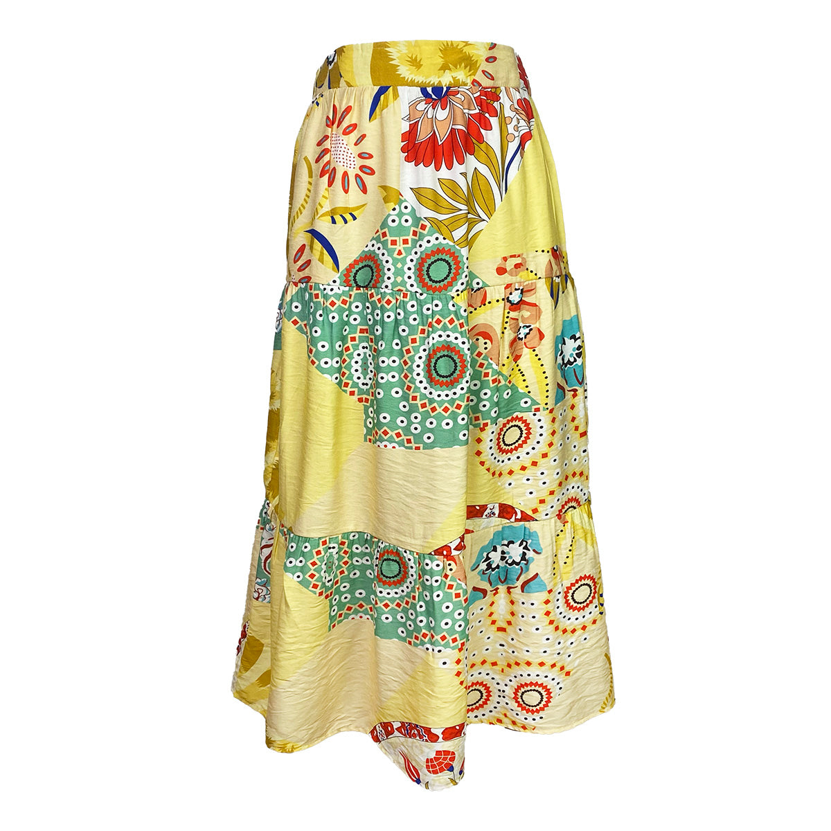 Organic Joyful Patchwork Tea Length Blouse and Skirt Set