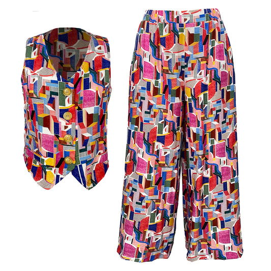 Organic Retro Print Vest and Pants Set