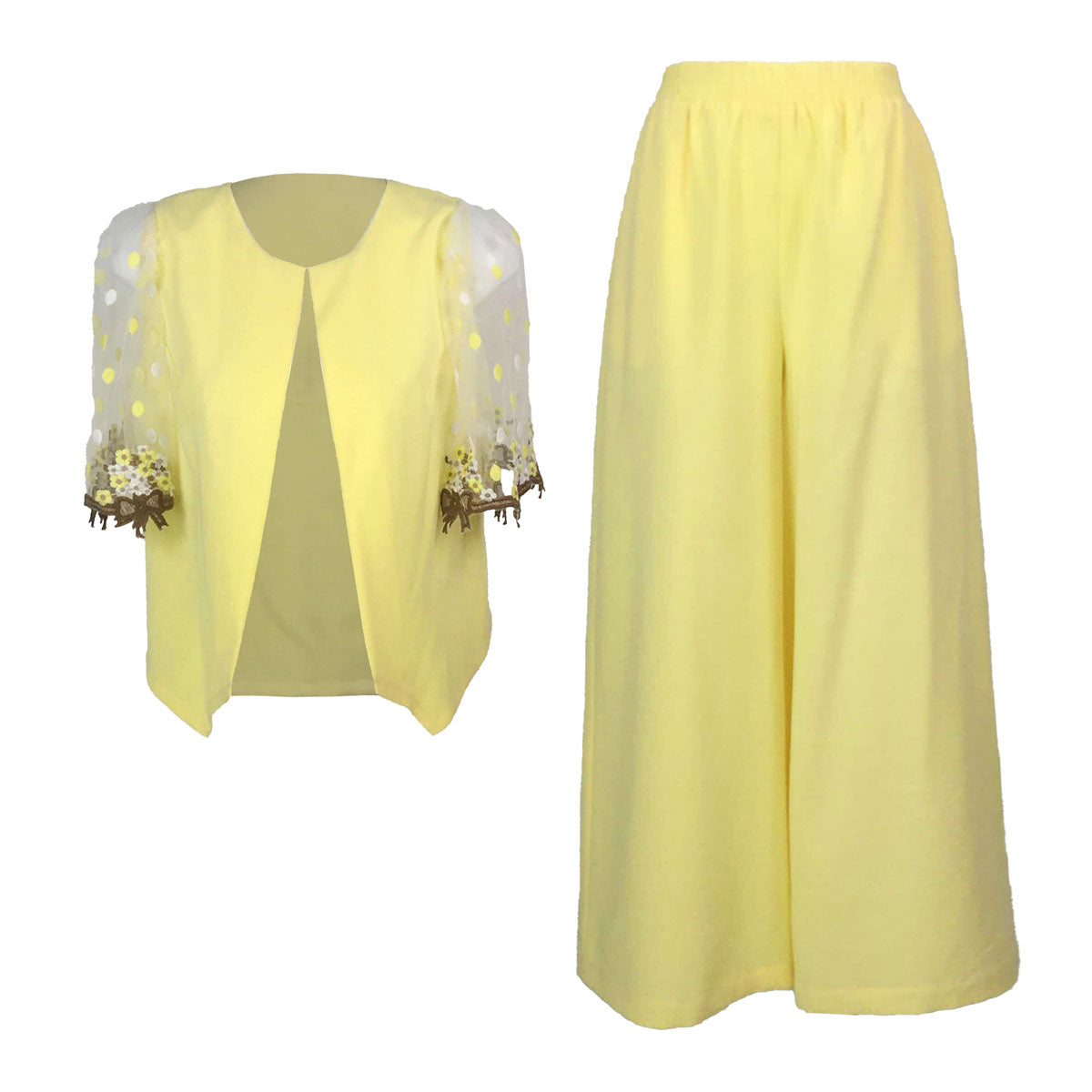 Linen Blend Sweet Vines Combo Modern Filipiniana Pants and Blouse Set